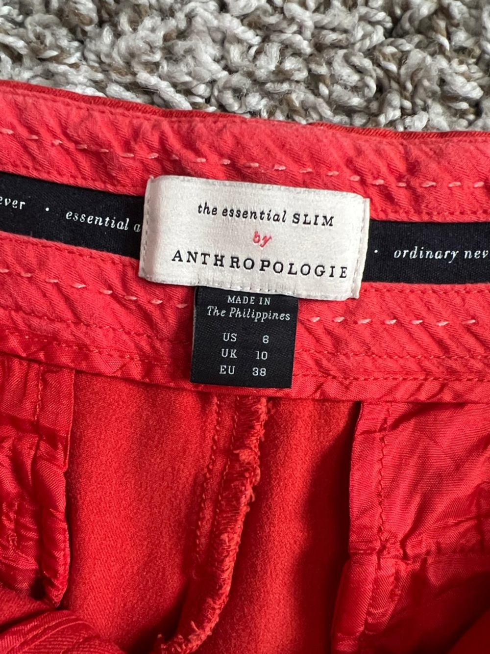 Like New! Anthropologie The Essential Slim Orange Red Button Skinny Cropped 6 - Picture 9 of 13